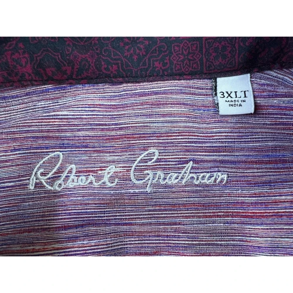 Robert Graham Shirt Mens 3XLT Purple Floral Cotton Long Sleeve Button Up - Picture 5 of 8